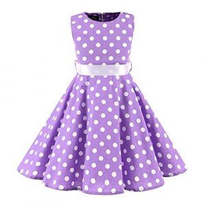 FYMNSI Robe de soir&eacute;e vintage ann&eacute;es 1950,Pour fille,Style ann&eacute;es 50,Style rockabilly,Robe de soir&eacute;e,Pour anniversaire,Robe de cocktail,Robe pliss&eacute;e,Longueur genoux,Violet,10 ans (FYMNSI store, neuf)