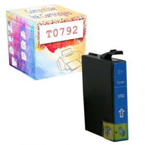 GWJJMK T0791 T0792 ​​T0793 T0794 T0795 T0796 E0791 E0792 E0793 E0794 E0795 E0796 Black and Color Enk Cartridge pour Epson 1400 PX700W PX800FW P50 Imprimante De L'imprimante Cyan (Magasin de fournitures d'impression fiable, neuf)
