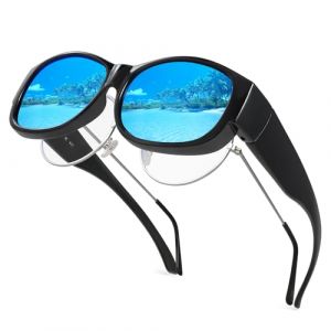 Hifot Surlunettes de Soleil Homme Femme, Sur Lunette de Soleil Polaris&eacute;e avec Protection UV400, TR90 Petite Sur Lunette de Soleil, Lunette Soleil Homme Femme, Lunette Polarisante Peche Conduite (Bpeow eu, neuf)