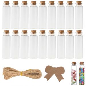Ksnowqi 20 Pièces Petite Bouteille 50ml, Fiole en Verre Pour Dragees, Petite Fiole en Verre avec Bouchon en Liège, Contenant Dragées Verr pour D'huiles, D'épices (Jiyang20, neuf)