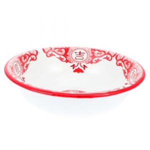 FONDOTIN Bol en &Eacute;mail Rouge &Eacute;pais 22 CM Lavabo Rond pour Soupe Saladier Vaisselle Robuste Empilable Adapt&eacute; Usage Domestique et Mariage (KIOONG, neuf)