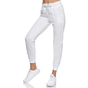 Smith & Solo Pantalon de Jogging Femme – Sport Coton | Survêtement Coupe Slim Long | Entraînement Fitness Taille Haute Moderne Blanc/XS (Black-Fashion-Store, neuf)