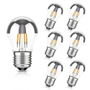 karedle oard G45 Lampe à tête réfléchissante Argent LED Ampoule E27 Douille Edison Lampe remplace 40 Watt, 4W, 240 Lumens, 2700K blanc chaud, LED Filament Ampoule à filament, Dimmable, 220V, Argent (Funey, neuf)