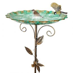 Bassin et Mangeoire pour Oiseaux sur Pied - Fontaine en Métal Rétro à Hauteur Réglable pour Jardin, Terrasse, Balcon Extérieur (guangzhoufuduo, neuf)
