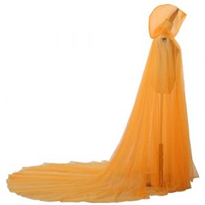 GRACEART Cape de mari&eacute;e &agrave; capuche longue en tulle pour mariage, robe de chapelle en dentelle, voile mantille, Orange, Taille unique (GRACEART Shop, neuf)