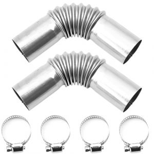 2 Pcs Tuyau d'Echappement de Voiture, 25mm Connecteur Angle Tuyau Echappement Rechauffeur en Acier Inoxydable, Tuyau Chauffage Diesel Voiture, Tuyau d'Event de Gaz, avec 4 Collier de Serrage (Anilalowbility, neuf)