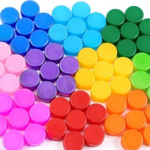 Lot de 100 Capsules de Bouteilles, Bouchons de Bouteilles en Plastique Multicolores, Capsules PE, Kit Activit&eacute;s Manuelles Enfants, pour Loisirs Cr&eacute;atifs Enfants (10 couleurs (sans noir ni blanc)) (Cchhjty, neuf)