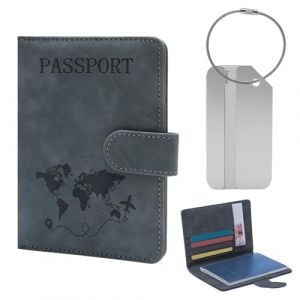 FL HUA Protege Passeport et Etiquette Valise, &Eacute;tui &agrave; Passeport de Voyage avec Blocage RFID pour Carte D'identit&eacute;, Carte de Cr&eacute;dit et Carte D'embarquement (HUAKAIY, neuf)