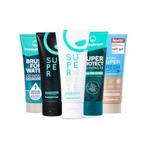 happybrush® Dentifrice Lot de 5 Dentifrice Blanchissant SuperBlack Naturel pour des Dents Saines et Blanches, SuperFresh, Whitening Toothpaste Végétalien, Lot de 5 Tubes de 75 ml (Happybrush, neuf)