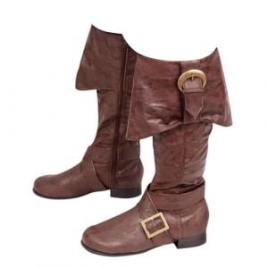 ORANDESIGNE Homme M&eacute;di&eacute;val Bottes en Cuir PU R&eacute;tro Bottes de Chevalier Lace-Up Plate Bottes Vintage Bout Rond Talon Chunky Bottes Knight Pirate Bottes Mi-Mollet F Marron 42 EU (Wowmart Zoo X., neuf)