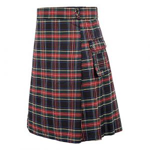 G&eacute;n&eacute;rique Kilt &eacute;cossais pour Homme Kilt Utilitaire Tartan Traditionnel des Highlands Jupe &agrave; Carreaux avec Poches Traditionnelle M&eacute;di&eacute;vale &Eacute;cosse Jupe Pliss&eacute;e V&ecirc;tements Steampunk (NiceYear, neuf)