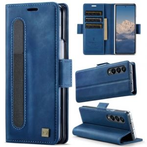 XKchatpt &Eacute;tui Portefeuille pour Samsung Galaxy Z Fold 4, &eacute;tui en Cuir PU avec Porte-Stylo, Coque de t&eacute;l&eacute;phone avec Blocage RFID, 3 emplacements pour Cartes, Coque de Protection Antichoc (Bleu) (Shenzhen Xingminghui Digital, neuf)