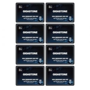 Gigastone SSD 2To NAS SSD Disque (Lot de 8) 24 h/24, 7 j/7 Durable TLC Endurance &eacute;lev&eacute;e Raid Synchro s&eacute;curis&eacute;e des donn&eacute;es Cache de Stockage en r&eacute;seau 2,5 Pouces SATA Disque Dur ssd Interne (Gigastone Pro, neuf)