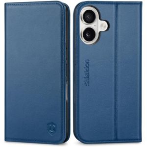 Shieldon Coque Cuir V&eacute;ritable pour iPhone 17 6,3 Pouces 5G 2025, Etui Portefeuille RFID Blocage, Multi-Fonction, Fente pour Cartes, Protection Totale, Housse Cuir R&eacute;el - Bleu Royal (TG-Global FR, neuf)