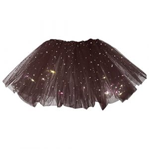Oyolan Tutu Jupe LED Lumineuse Fille Enfant Etoile Paillette Jupe Brillante Tulle Tutu Ballet Princesse Jupe Danse Performance Sc&egrave;ne Spectacle 3-8 Ans Type A Marron 3-8 Ans (Oyolan EU, neuf)