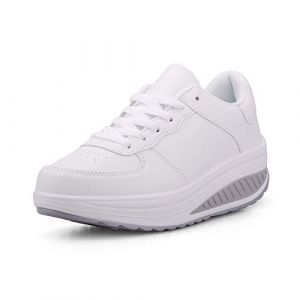 Femmes Minceur Chaussures Marche Baskets Aptitude Wedges Plateforme Chaussures Sneakers 6 Blanc,37 EU (QZBAOSHU, neuf)