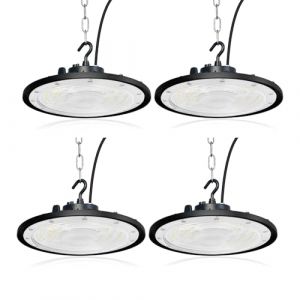 Fosingut LED UFO High Bay Lumière 200W, 20000lm Projecteur LED Industriel,6500K IP65 Étanche Plafonnier UFO Spot Lustre Intérieur,Lampe Atelier Éclairage d'entrepôt pour Stade,Garage,Usine-4pcs (Teyinuo Lighting, neuf)