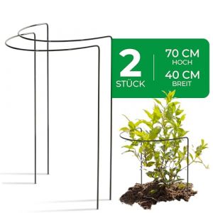 Novatool Lot de 2 supports pour arbustes en m&eacute;tal demi-rond &Oslash; 40 cm, hauteur 70 cm, vert, support pour plantes vivaces, support pour fleurs, support pour plantes grimpantes, support pour arbustes (AMP GmbH, neuf)