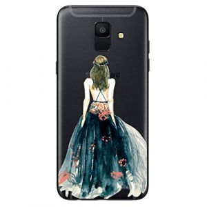 NOVAGO Compatible avec Samsung Galaxy A6 2018 SM-A600FN Coque Souple Transparente et R&eacute;sistante Anti Choc avec Impression de qualit&eacute; (1 Coque, Robe Bleue) (NOVAGO-Vendeur PRO fran&ccedil;ais, neuf)