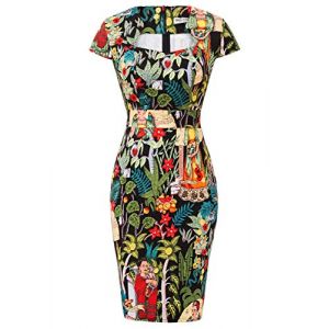 GRACE KARIN 50s Retro Vintage Kleid Damen Pencil Kleid Partykleid XL CL7597-35 (Gesunde Familie, neuf)