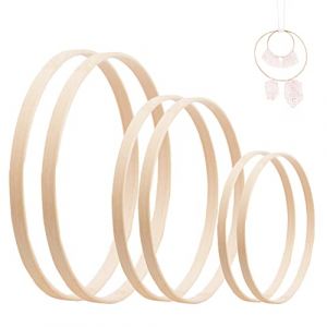 Gotetiso Cerceau Bois 6 Pièces Morceaux Cerceau Bambou en Macramé Anneaux en Bambou Couronnes Florales en Bambou Cercle en Bois Bambou Dream Catcher Anneau pour Bricolage Artisanat Décoration (Gotetiso, neuf)