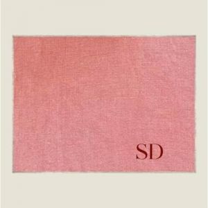 Set de Table en Lin avec Broderie prénom, Texte personnalisé Rose (MOUTTY : le linge personnalisable, neuf)