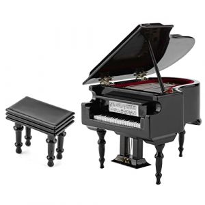 Piano Miniature, Mini Modèle de Piano en Bois Exquis de 3,9 Pouces, Modèle d'Instrument de Musique de Décoration, Ornement de Café à la Maison pour Les Objets de Collection de Passe-Temps (Takcoff, neuf)