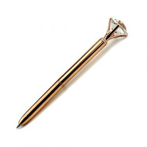Stylo &agrave; bille en m&eacute;tal avec gros diamant - Pour bureau, &eacute;cole, papeterie - Or rose (qianxin-UK, neuf)