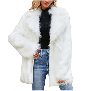Susenstone Manteau en Fausse Fourrure Femme,Manteau Polaire Shaggy Chaude Veste Femme Fluffy Manteau en Fausse Fourrure Élégant Col Carré Longue Fausse Fourrure Femmes Manteau Fausse Fourrure (⭐⭐⭐⭐⭐Susenstone, neuf)