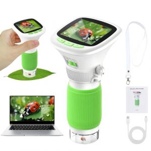 Focenat Microscope Enfant, Microscope Numérique de Poche 200X/1000X, Écran IPS 2.4", 8 LED, Caméra 2MP, Support Carte TF, USB Rechargeable, Jouet Scientifique Éducatif à partir de 3 Ans (MARI GLOBALNEXT S.R.L., neuf)