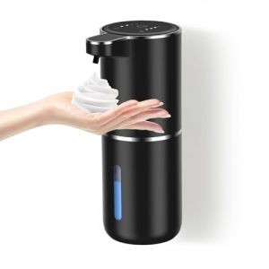 Dalugo Distributeur de Savon Automatique, sans Touche Distributeur Savon Mousse Capteur 380mL, IPX5 Etanche Distributeur de Savon Mural Electrique Noir pour Salle de Bain Cuisine (Dalugo, neuf)