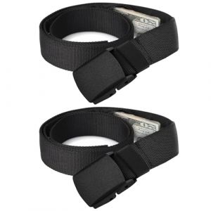 RAFIYU 2 Pièces Ceinture de Voyage Porte-Monnaie Avec Pochette Secrète, Cache Billets Pour Espèces, Idéal Pour Voyage et Activités Quotidiennes (Noir) (LeiFeiYu, neuf)