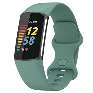 TopPerfekt Bracelet Compatible avec Fitbit Charge 6, Bracelet de Rechange Réglable en Silicone Souple pour Tracker D'activité Charge 5 pour Homme et Femme (Vert de Pin,L) (TopPerfekt FR, neuf)