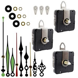 Bomtop 3 Pi&egrave;ces Quartz Silencieux M&eacute;canisme de Mouvement d'Horloge avec 3 Paires diff&eacute;rentes Horloge Aiguilles, M&eacute;canisme Horloge &agrave; pile Horloge Murale Aiguilles Mecanisme Pendule, Plastique, Noire (VENTURESPHERE HUNGARY Kft., neuf)