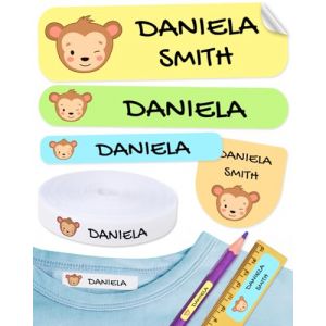 620 étiquettes personnalisées pour vêtements et fournitures scolaires – 400 étiquettes thermocollantes + 220 autocollants imperméables pour école, crèche et maison de retraite (Haberdashery Online, neuf)
