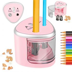 Taille-crayon électrique avec récipient alimenté par piles,Taille-Crayon automatisé sans Fil,antidérapant, double trou, pour Crayon de Couleur pour Maison,École,Bureau,enfants (PERSEFONI STOR, neuf)