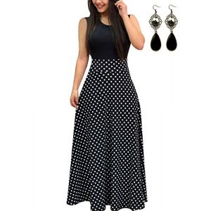 UUAISSO Femmes Robe De Plage Longue Decontract&eacute;e Tunique Manche Courte &Eacute;T&eacute; Boho Maxi Grande Taille J-Noir-sans Manche M (XXIE, neuf)