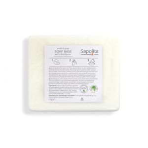 1 kg de base de savon avec beurre de karité pour la fabrication de savon à la glycérine (sans SLS/SLES) (Saflora, neuf)