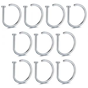 EIHI 10 Pi&egrave;ce piercing nez piercing tragus piercing septum septum Tragus Hypoallerg&eacute;nique Argent Anneaux de Cartilage Piercing Conch Septum Nez Piercing (EIHI, neuf)