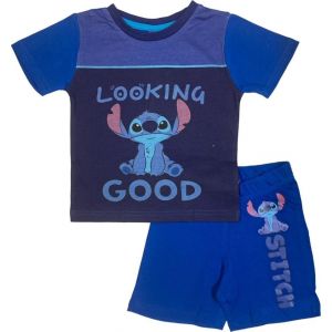 Ensemble Pyjama Stitch avec Short Stitch Disney l'image est imprim&eacute;e &agrave; l'avant Col Rond. Mati&egrave;re: 100% Coton (Ensemble Pyjama Stitch Marine, 8 Ans) (LICENCE UNVER, neuf)