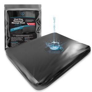 Drap-Housse de Massage imperm&eacute;able en Vinyle Noir avec Poche lat&eacute;rale | Prot&egrave;ge-Matelas, Couvre-lit pour Massage Nuru - Huile, &agrave; Base d'eau, sans Silicone | 183 cm x 203 cm + Poche Profonde de 40 cm (JapanLotionSeller, neuf)