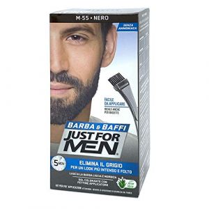 Just for Men - Lot de 3 colorations permanentes, teinture, gel colorant pour barbe et moustaches avec brosse, noir M 55, 2 x 14 g (CorpoeCapelli, neuf)