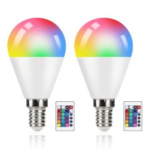 muyuua Lampe LED RGB Ampoule E27 &agrave; Intensit&eacute; Variable : Pack de 4 Ampoules Blanc Chaud 4W 3000K Ampoule avec T&eacute;l&eacute;commande Changement de couleur pour Party Bar KTV (2, E14) (RouLan, neuf)