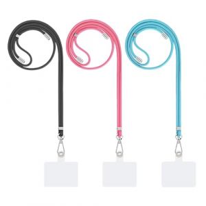 ZEPIQOR Cordon Tour de Cou, Lani&egrave;re et Lanyard Dragonne Poignet, 3 PCS Nylon Cou Cordon avec Fermoir Mousqueton Tournant, Lanyard Pour Porte-Badge, Cl&eacute;s, Appareils Photo, Noir+bleu+Rose (CHECK APIR LTD, neuf)