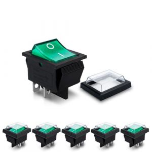 Innfeeltech 6 mini interrupteur à bascule vert kcd4-101 interrupteur à bascule à 4 broches avec 3 bouchons étanches (XINGZHI TECH, neuf)