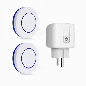 HYHIOTS Prise Telecommande Sans Fil, Prise Connect&eacute;e Ext&eacute;rieure RF433 MHz &eacute;metteur Radio &Eacute;metteur + R&eacute;cepteur Commande Sans Fil 100m, 3500W Max Commutateur Sans Fils (2 interrupteur 1 r&eacute;cepteur) (HYHIOTS SMART LIFE, neuf)