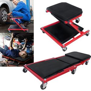 YRHome Table à roulettes 2 en 1 pour atelier de voiture - 92 x 44 x 12 cm - Avec coussin souple et roulettes pivotantes à 360° - Siège pliable - Charge maximale : 150 kg (STAR HUIHUI ZHANG, neuf)