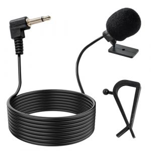 Microphone de Voiture,Micro Autoradio Voiture,GPS, DVD, Micro de Remplacement avec Adaptateur 3,5 mm vers 2,5 mm, Compatible Autoradio Sony Pioneer Kenwood Boss JVC Jensen Alpine, pour Auto Radio (Funver, neuf)