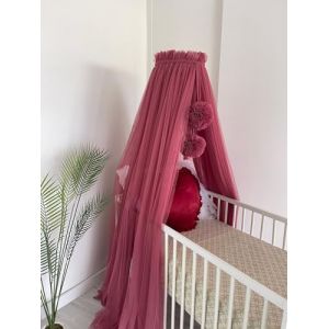 Baby Fancyroom Ciel de lit pour lit de b&eacute;b&eacute;, berceau de b&eacute;b&eacute;, moustiquaire, ciel de lit, d&eacute;coration de chambre de b&eacute;b&eacute;, baldaquin pour chambre d'enfant, en tulle de qualit&eacute; sup&eacute;rieure, vieux rose (Baby Fancyroom, neuf)