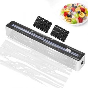 Derouleur Film Alimentaire avec Coupeur, Distributeur Papier Aluminium D&eacute;rouleur De Film, Coupe Papier Alimentaire pour Film &Eacute;tirable, Papier D'aluminium pour Organiser La Cuisine (qirens, neuf)